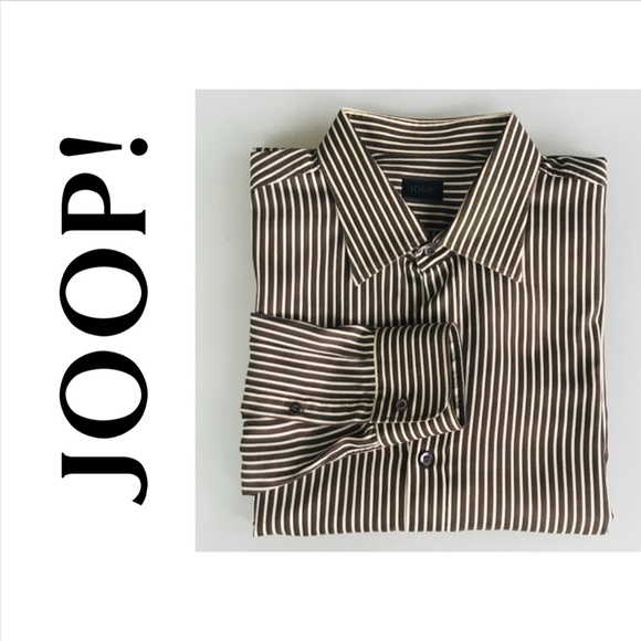 Joop! Other - JOOP! {17.5} Shirt Brown & Cream Striped Dress Shirt